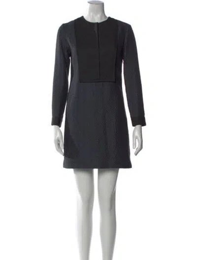 Pre-owned Sandro Tweed Pattern Mini Dress In Blue