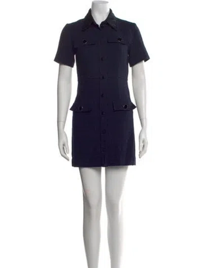 Pre-owned Sandro Tweed Pattern Mini Dress In Blue