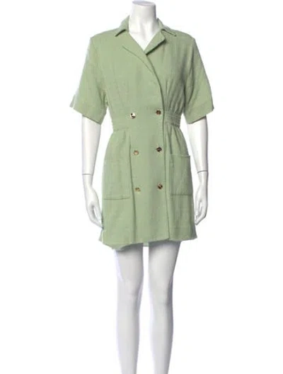 Pre-owned Sandro Tweed Pattern Mini Dress In Green
