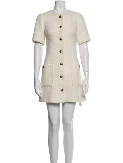 Pre-owned Sandro Tweed Pattern Mini Dress In Grey