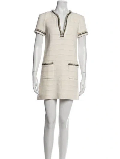 Pre-owned Sandro Tweed Pattern Mini Dress In Grey