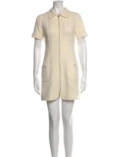 Pre-owned Sandro Tweed Pattern Mini Dress In Neutral