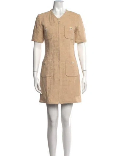 Pre-owned Sandro Tweed Pattern Mini Dress In Neutrals