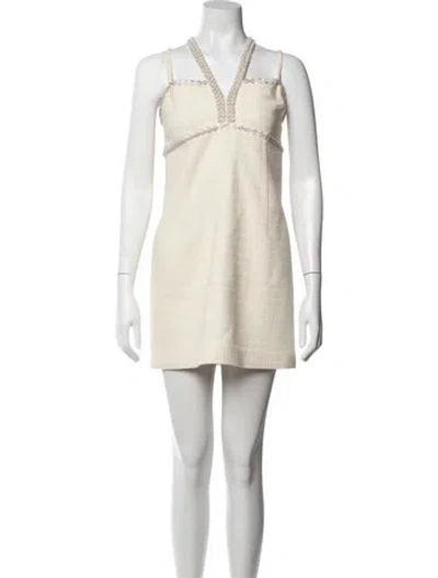 Pre-owned Sandro Tweed Pattern Mini Dress In Neutrals
