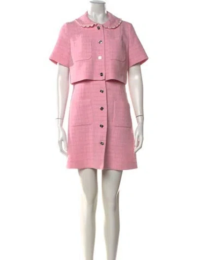 Pre-owned Sandro Tweed Pattern Mini Dress In Pink