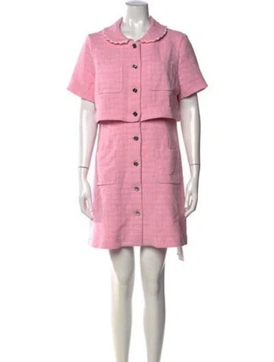 Pre-owned Sandro Tweed Pattern Mini Dress In Pink