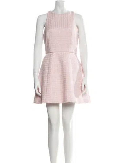 Pre-owned Sandro Tweed Pattern Mini Dress In Pink
