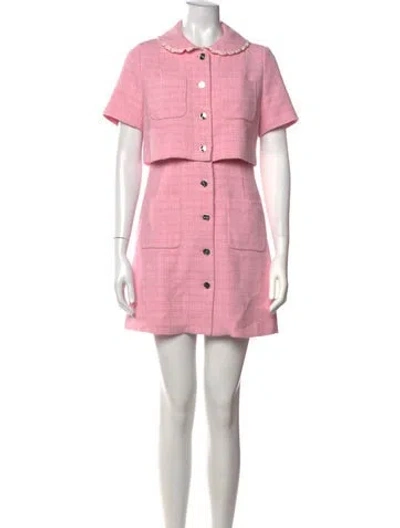 Pre-owned Sandro Tweed Pattern Mini Dress In Pink