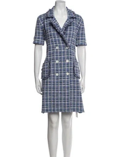 Pre-owned Sandro Tweed Pattern Mini Dress W/ Tags In Blue