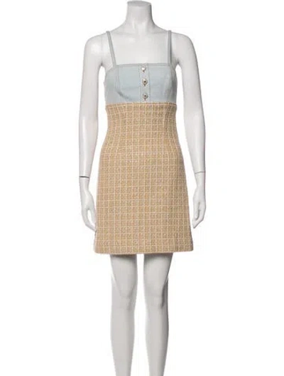 Pre-owned Sandro Tweed Pattern Mini Dress W/ Tags In Blue