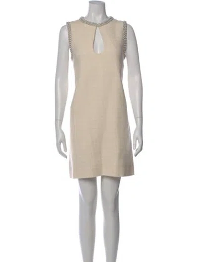 Pre-owned Sandro Tweed Pattern Mini Dress W/ Tags In Neutral