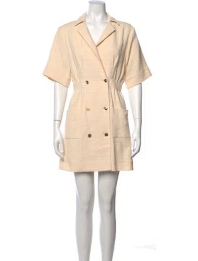 Pre-owned Sandro Tweed Pattern Mini Dress In Yellow