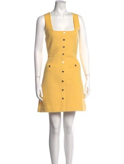 Pre-owned Sandro Tweed Pattern Mini Dress In Yellow