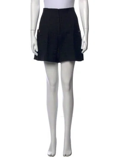 Pre-owned Sandro Tweed Pattern Mini Shorts In Black