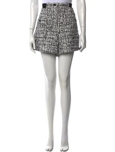 Pre-owned Sandro Tweed Pattern Mini Shorts In Black/white