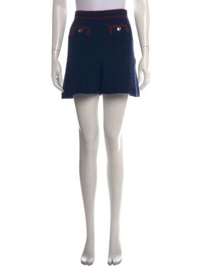 Pre-owned Sandro Tweed Pattern Mini Shorts In Blue