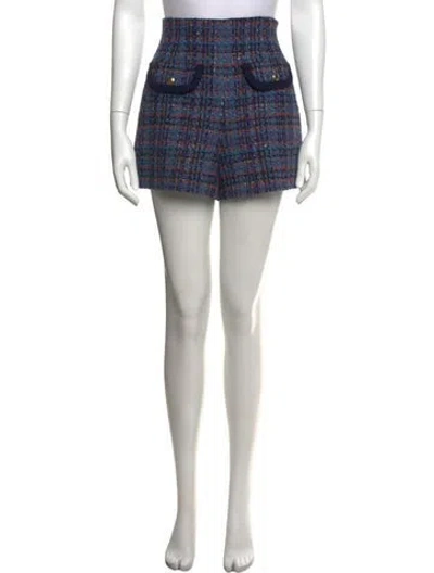 Pre-owned Sandro Tweed Pattern Mini Shorts In Blue