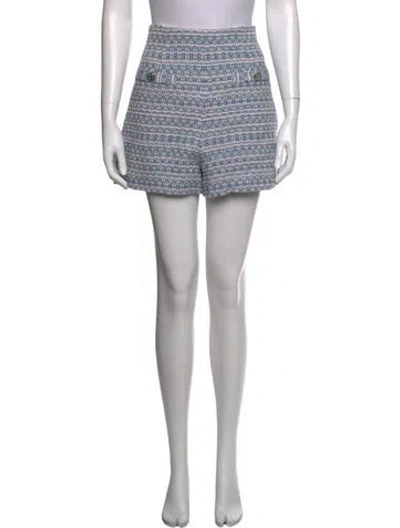 Pre-owned Sandro Tweed Pattern Mini Shorts In Blue