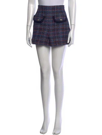 Pre-owned Sandro Tweed Pattern Mini Shorts In Blue