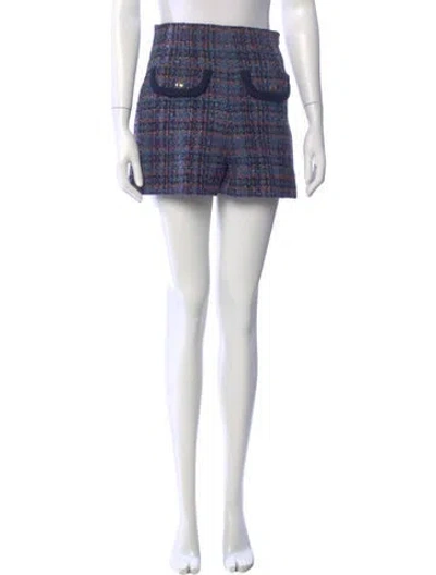 Pre-owned Sandro Tweed Pattern Mini Shorts In Blue