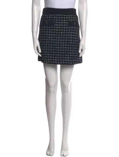 Pre-owned Sandro Tweed Pattern Mini Skirt In Black