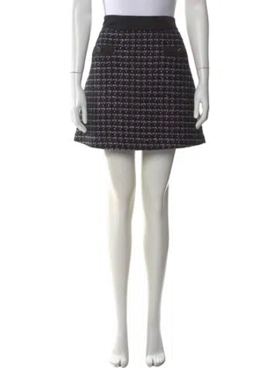 Pre-owned Sandro Tweed Pattern Mini Skirt In Black