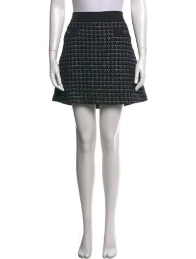 Pre-owned Sandro Tweed Pattern Mini Skirt In Black