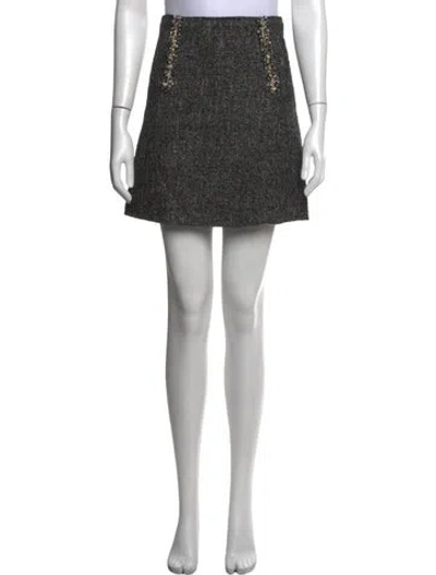 Pre-owned Sandro Tweed Pattern Mini Skirt In Black
