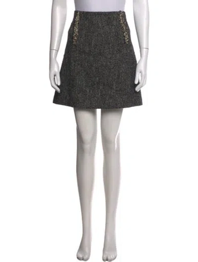 Pre-owned Sandro Tweed Pattern Mini Skirt In Black
