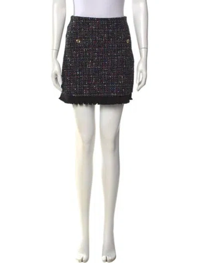 Pre-owned Sandro Tweed Pattern Mini Skirt In Blue