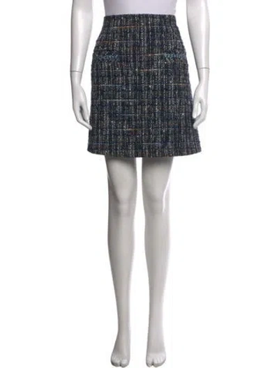 Pre-owned Sandro Tweed Pattern Mini Skirt In Blue