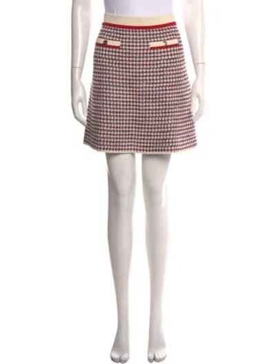 Pre-owned Sandro Tweed Pattern Mini Skirt In Neutrals/red
