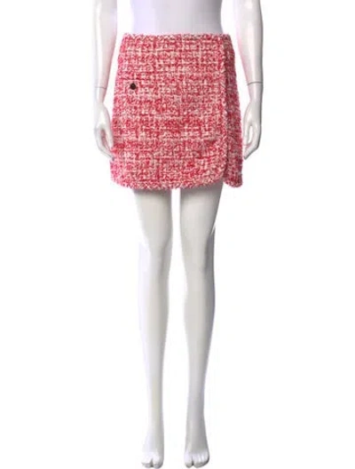 Pre-owned Sandro Tweed Pattern Mini Skirt In Pink