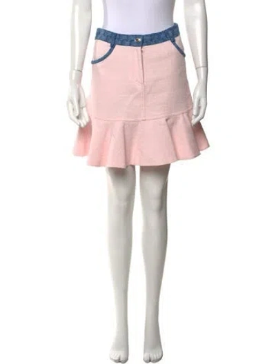 Pre-owned Sandro Tweed Pattern Mini Skirt In Pink