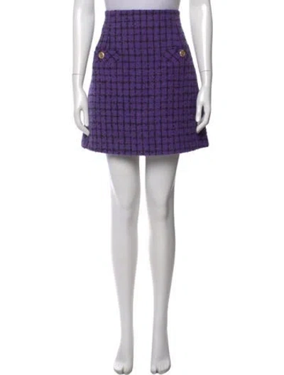 Pre-owned Sandro Tweed Pattern Mini Skirt In Purple