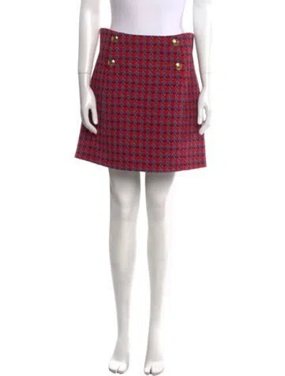 Pre-owned Sandro Tweed Pattern Mini Skirt In Red