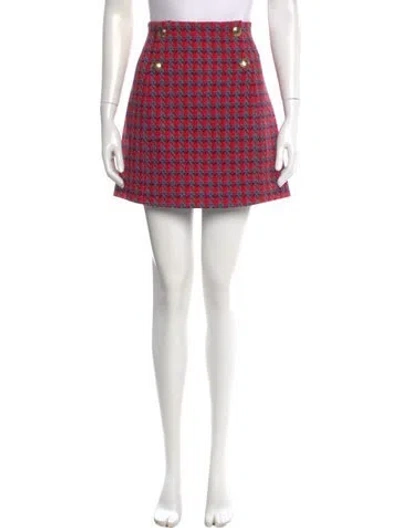 Pre-owned Sandro Tweed Pattern Mini Skirt In Red
