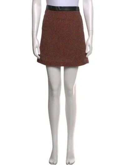 Pre-owned Sandro Tweed Pattern Mini Skirt In Red