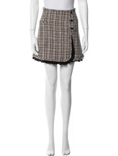 Pre-owned Sandro Tweed Pattern Mini Skirt W/ Tags In White