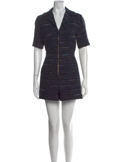 Pre-owned Sandro Tweed Pattern Romper In Blue