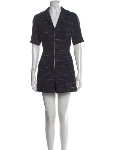 Pre-owned Sandro Tweed Pattern Romper In Blue