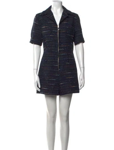 Pre-owned Sandro Tweed Pattern Romper In Blue/metallic