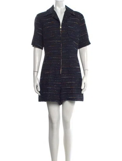 Pre-owned Sandro Tweed Pattern Romper In Blue/metallic