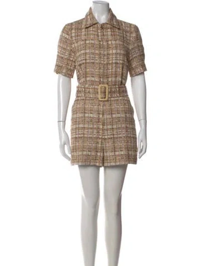 Pre-owned Sandro Tweed Pattern Romper In Brown