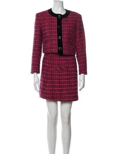Pre-owned Sandro Tweed Pattern Skirt Set In Pink