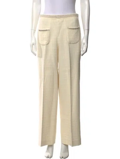 Pre-owned Sandro Tweed Pattern Straight Leg Pants In Orange
