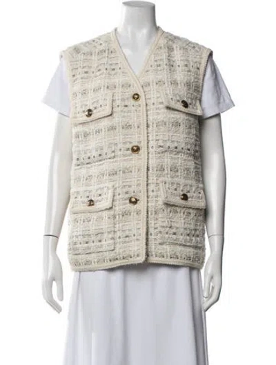 Pre-owned Sandro Tweed Pattern Vest In Neutrals