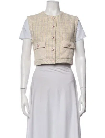 Pre-owned Sandro Tweed Pattern Vest In Neutrals