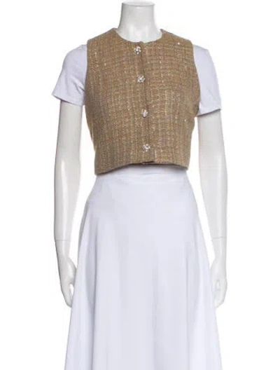 Pre-owned Sandro Tweed Pattern Vest W/ Tags In Multi