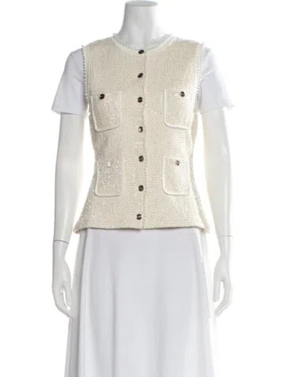 Pre-owned Sandro Tweed Pattern Vest W/ Tags In Neutral